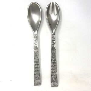 Vtg Seagull Pewter Serving Fork Spoon Etain Zinn Canada Fish Sheffield England